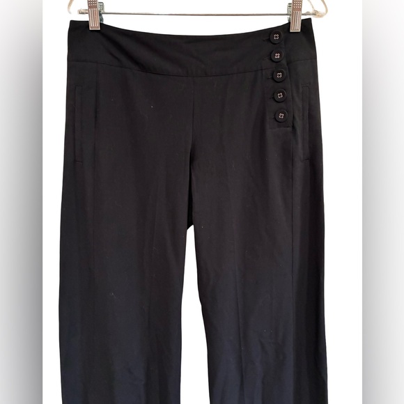 CAbi Wide Leg Side Buttons Sailor Pants Black Women's Size 6 Pockets - Picture 2 of 7